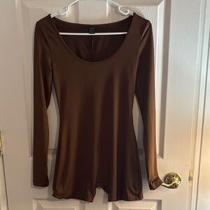 Brown Long Sleeve Romper